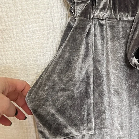 Silver Gray Velvet Maxi Dress – Size L - Picture 7 of 9